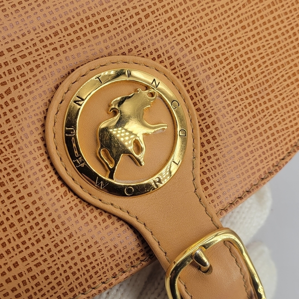 HUNTING WORLD Shoulder Bag Tan Tone Japan Made in Italy "No strap" Excellent - Picture 7 of 14